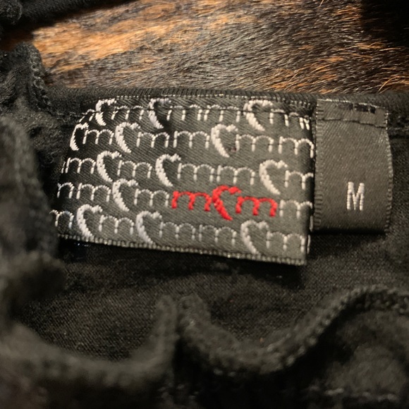 M heart m size Medium black high neck sleeveless top elastic and ruffle bottom - Picture 2 of 8